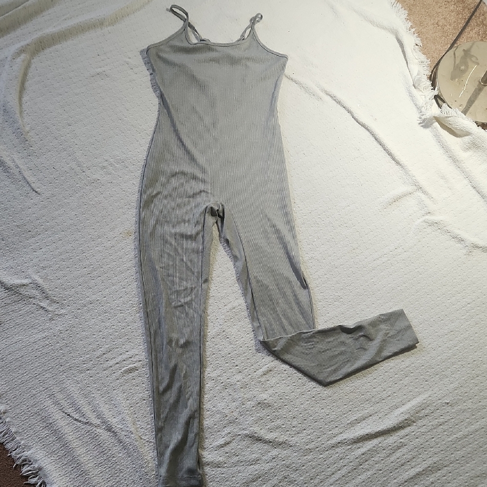 Gray Ribbed Jumpsuit